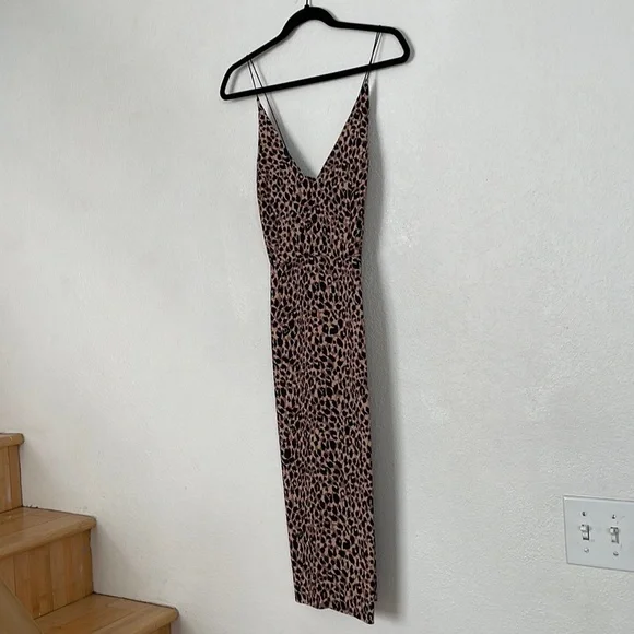 TopShop Women's Animal Print Cross Back Midi Dress Size 6 - Picture 3 of 13